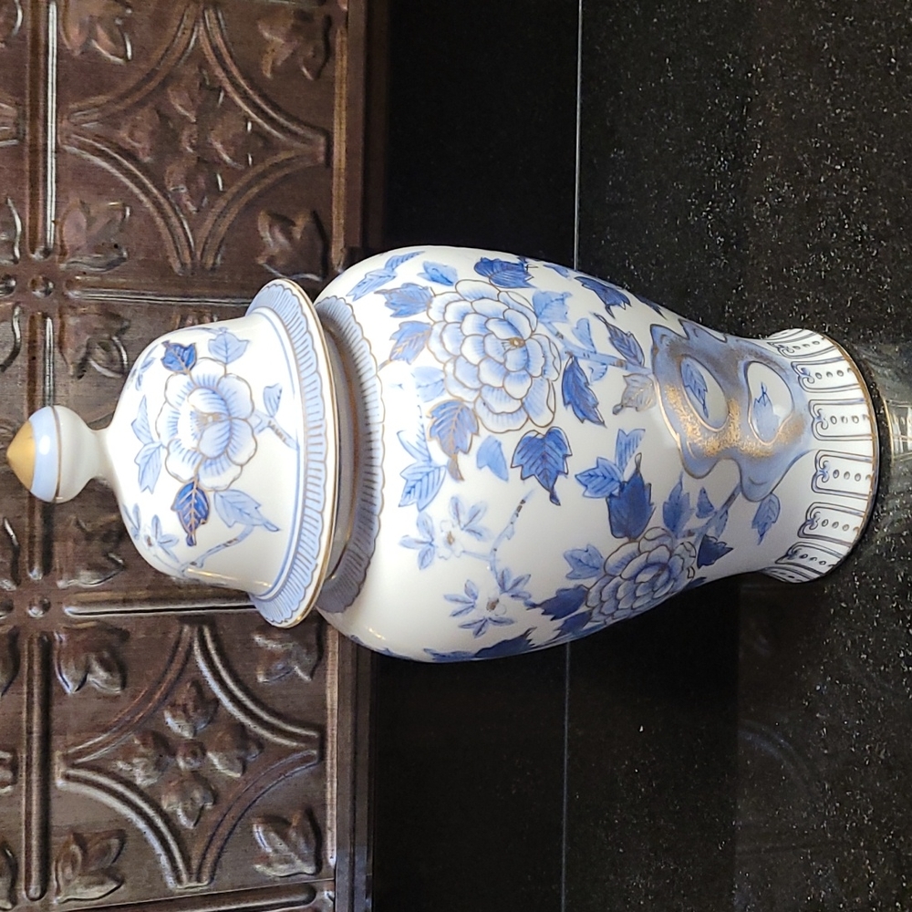 Asian Floral Temple Jar